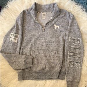 PINK by Victoria’s Secret 1/4 Zip Grey Sweatshirt